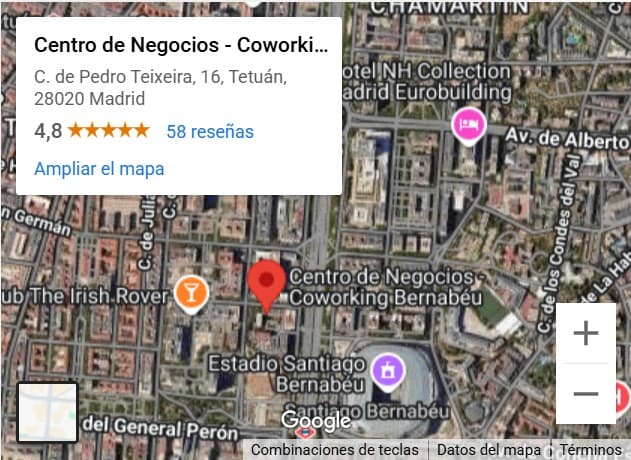 Google maps Coworking Bernabéu